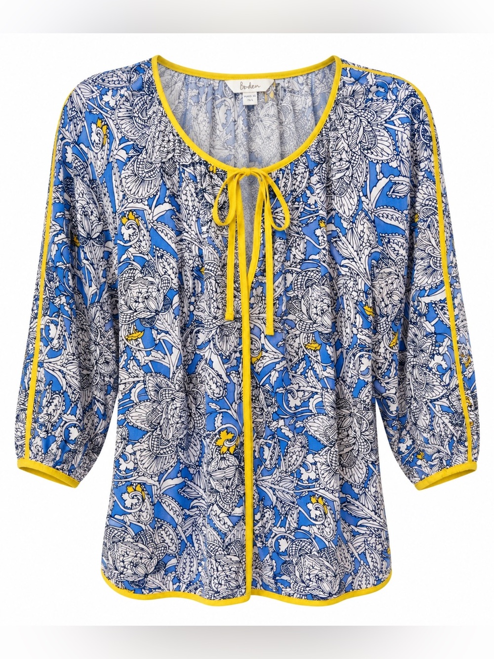Boden blue/white floral tunic blouse, size 6